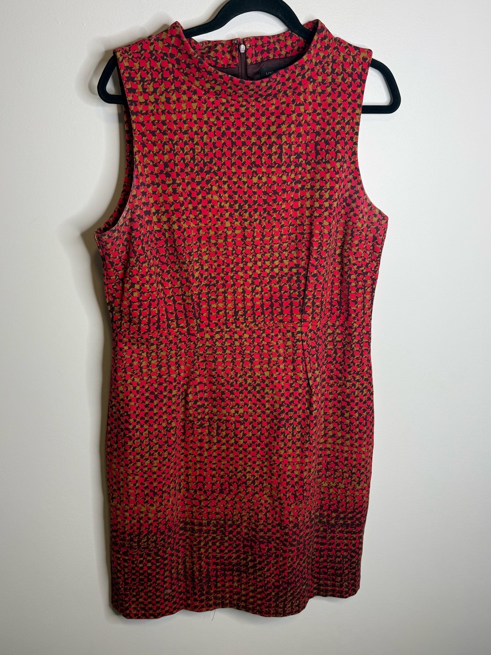 Lord & Taylor Red and Black Sleeveless Shift Dress size 14